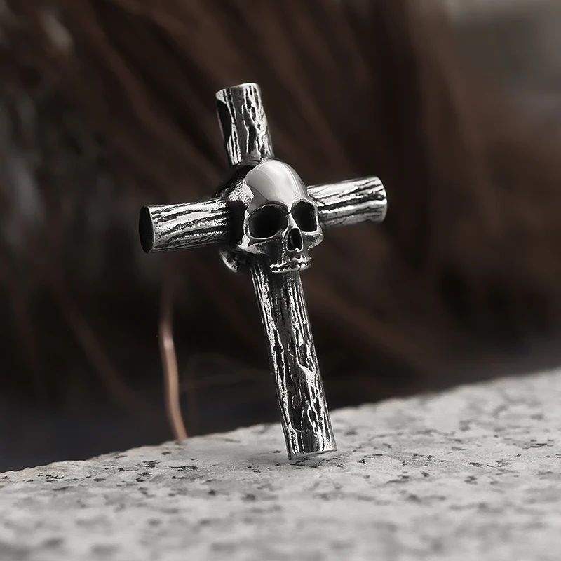 

Dropshipping Cross Pendant With Skull Necklace Animal Necklace Christian Accessories Gothic Accessories Wholesale Man Gift