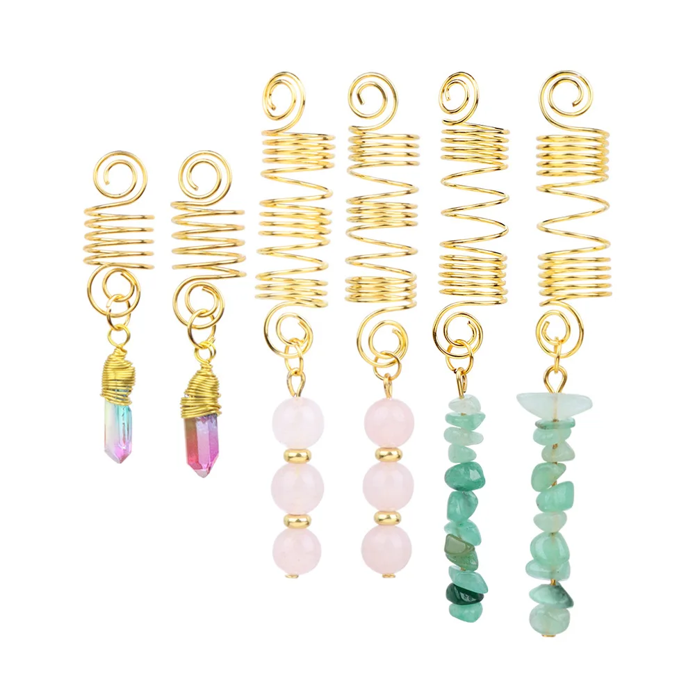 Ful Chip Stone Pendant Ethnic Hairpin Spiral Hair Clips Dirty Braid Headwear