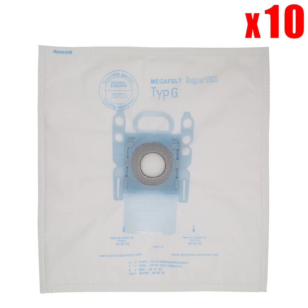 

10pcs Type G Dust Bag for Siemens BSG7 BSG6 BSGL3126GB GL30 BGL45 VSZ5 VSM5 VSZ6 Vacuum Cleaner Part Microfibre