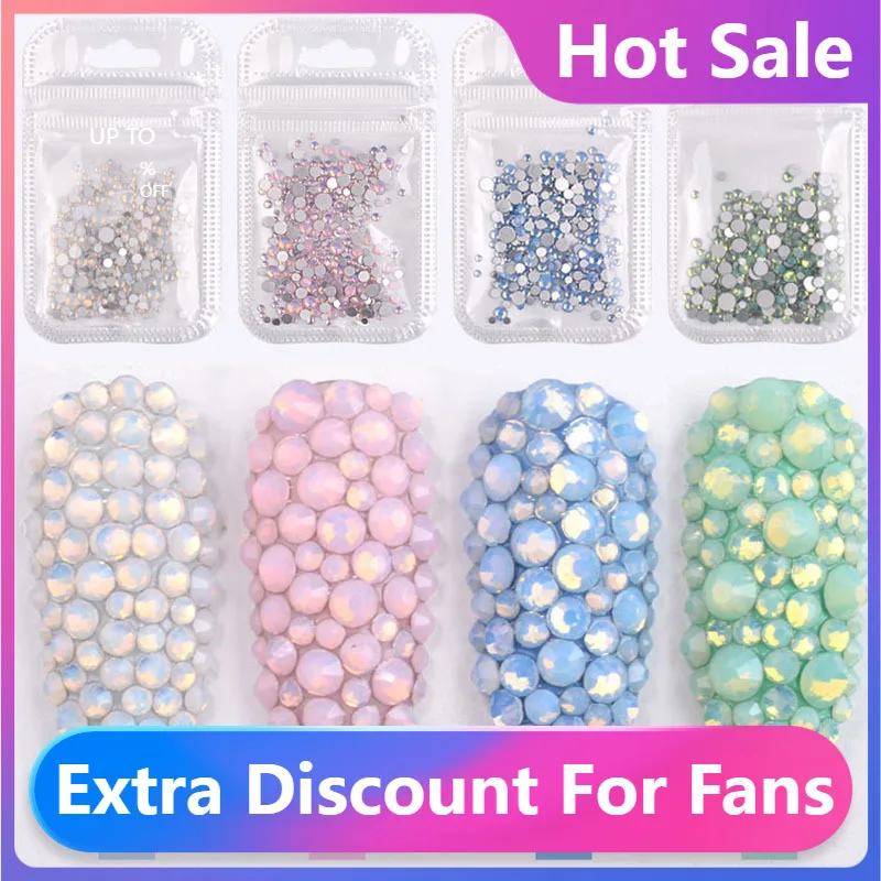 

Искусство ногтей горячая Распродажа Opal Стразы украшения хрустальные Красочные 3D плоские стеклянные украшения для ногтей блестящие