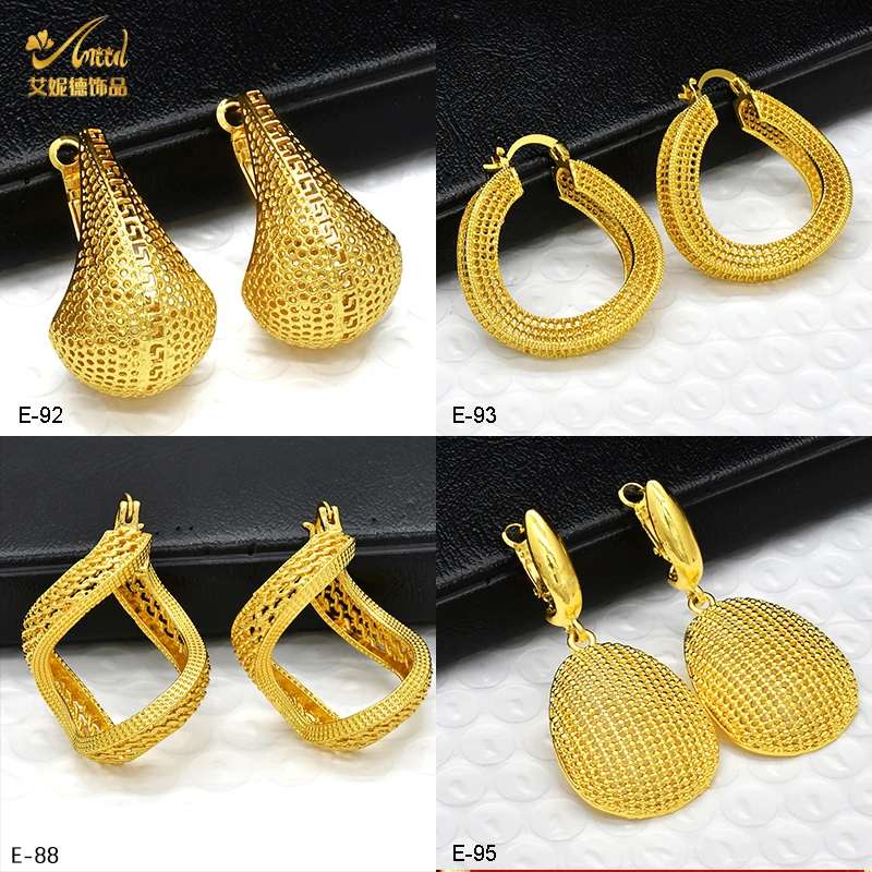 Массивные круглые серьги-кольца для женщин, покрытые 24-каратным золотом, медные, африканские, дубайские, Золотые серьги, модные женские украшения