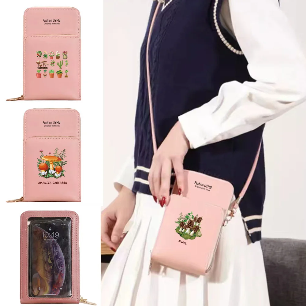 

Mushroom Series Phone Bag for IPhone 13 12 11 Pro Max X XS Samsung Xiaomi Huawei Messenger Bag Mobile Wallet for Women Clutches