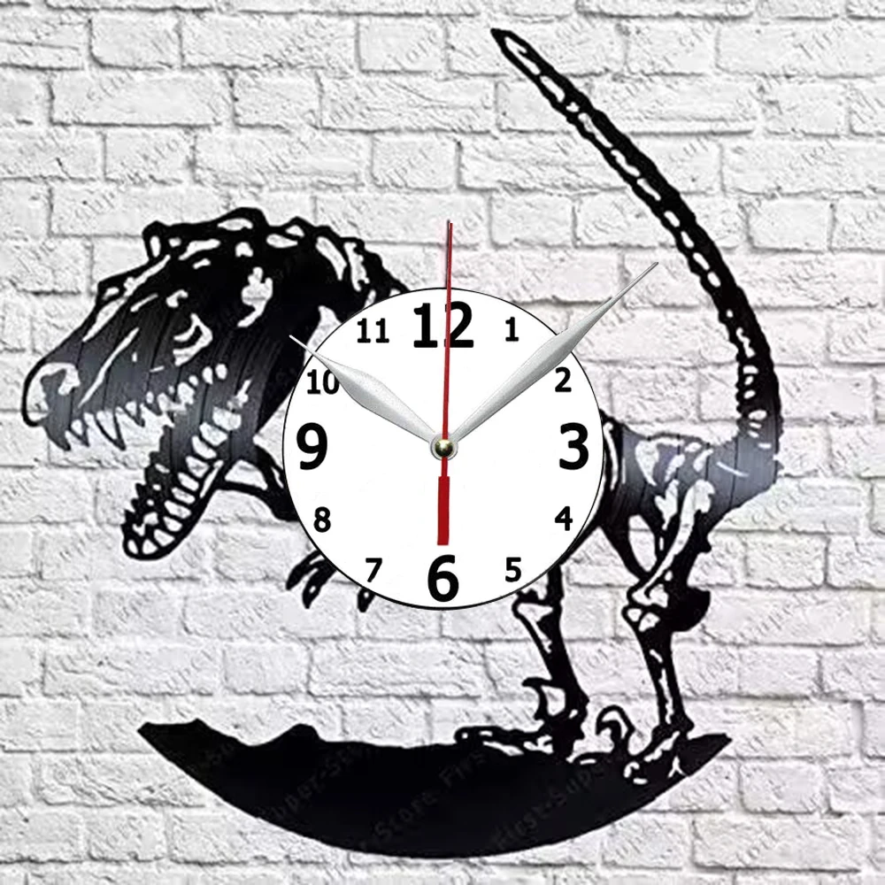 

Настенные часы с виниловыми динозаврами, часы с динозаврами ручной работы для кухни, офиса, спальни. Идеальный настенный постер с динозаврами