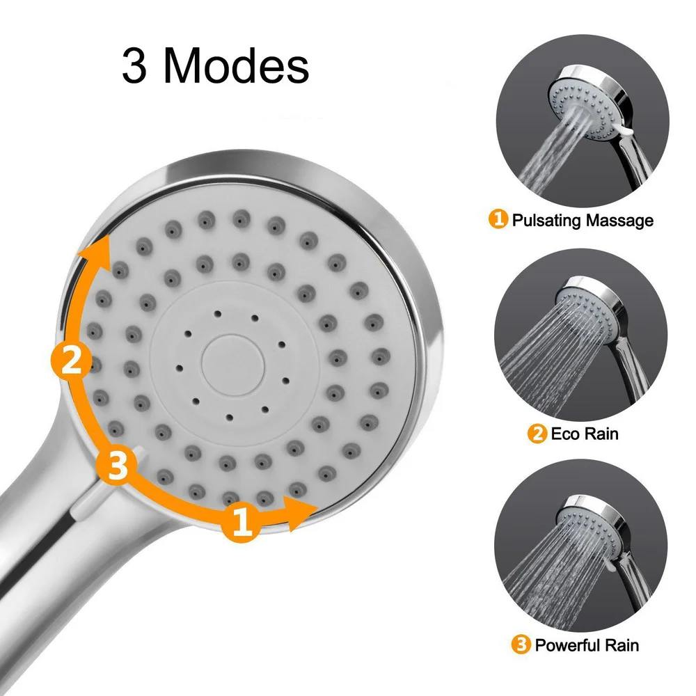 

3 Modes Water Saving Handheld Jetting Shower Head Adjustable SPA Shower Bath Head Bathroom Shower Equipment Faucet Accessories