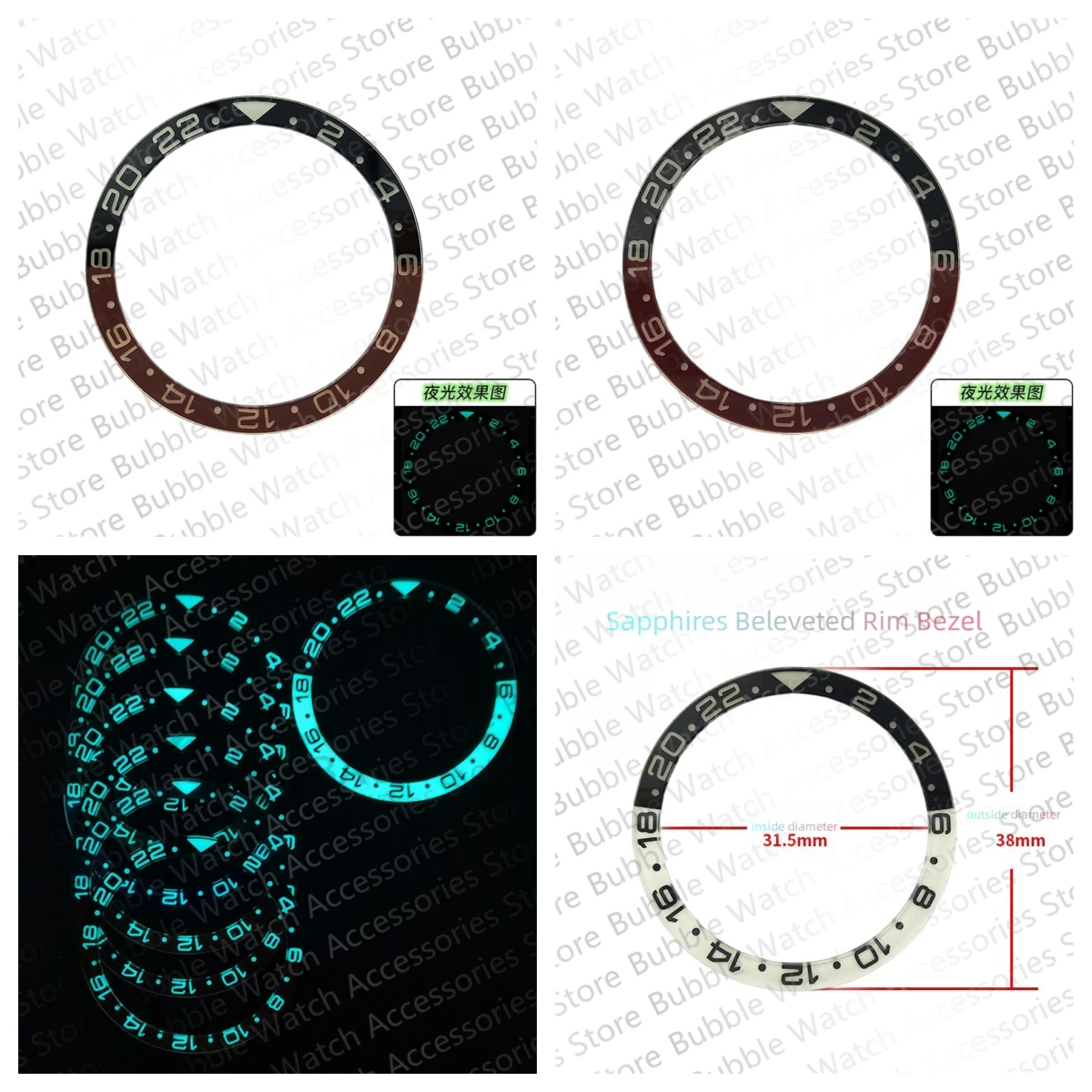 38 мм * 31 5 с синими светящимися сапфирами красная черная плоская синяя светящаяся