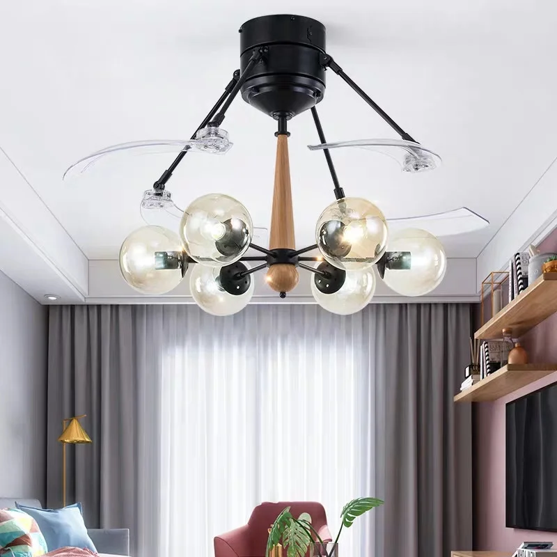 

Светодиодный потолочный вентилятор, Подвесная лампа, искусственная креативная простая невидимая Люстра для гостиной в скандинавском стиле, волшебная лампа для спальни, столовой