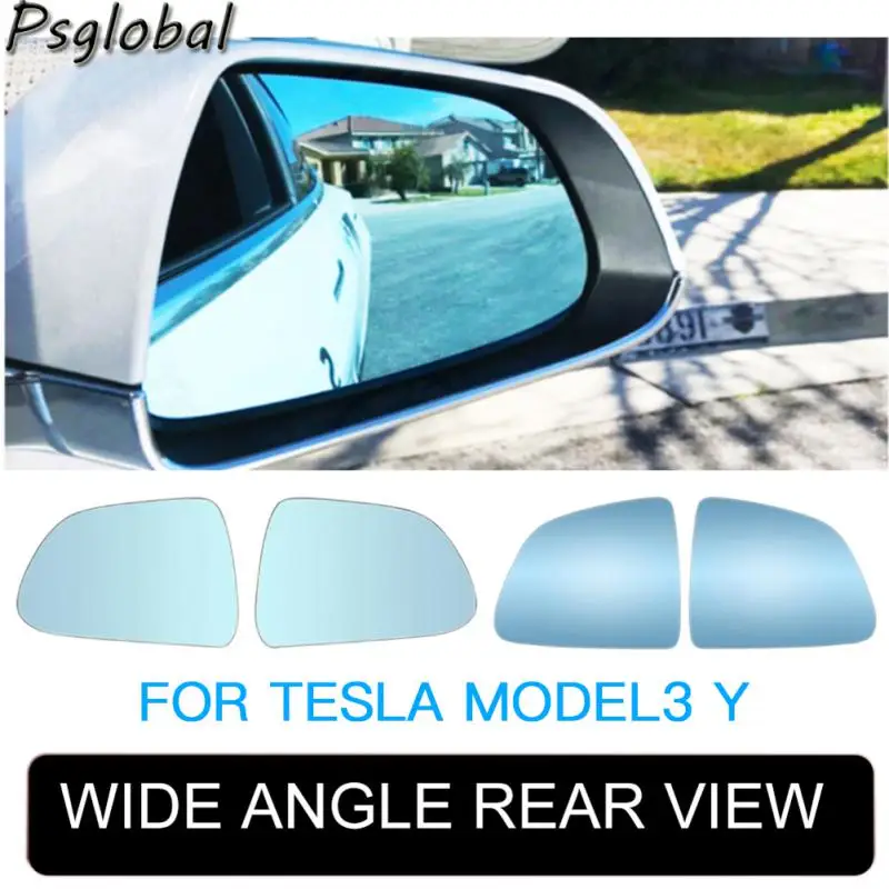 New Car Wide Angle Mirror Heat Waterproof anti glare Large Vision Rearview Mirror Lens For Tesla Model 3 Y Car Accessories