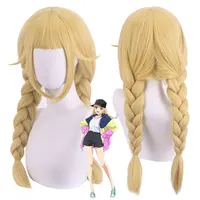 Anime Paripi Koumei Tsukimi Eiko Cosplay Wig Ya Boy Kong Ming Long Blonde Braided Ponytails Women Synthetic Hair Party Wigs