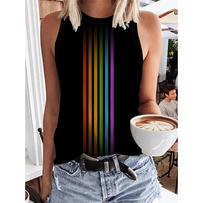 

Sunflower flower print funny women's Vest sleeveless summer slim fit vest casual young women's T-shirt women's Vest