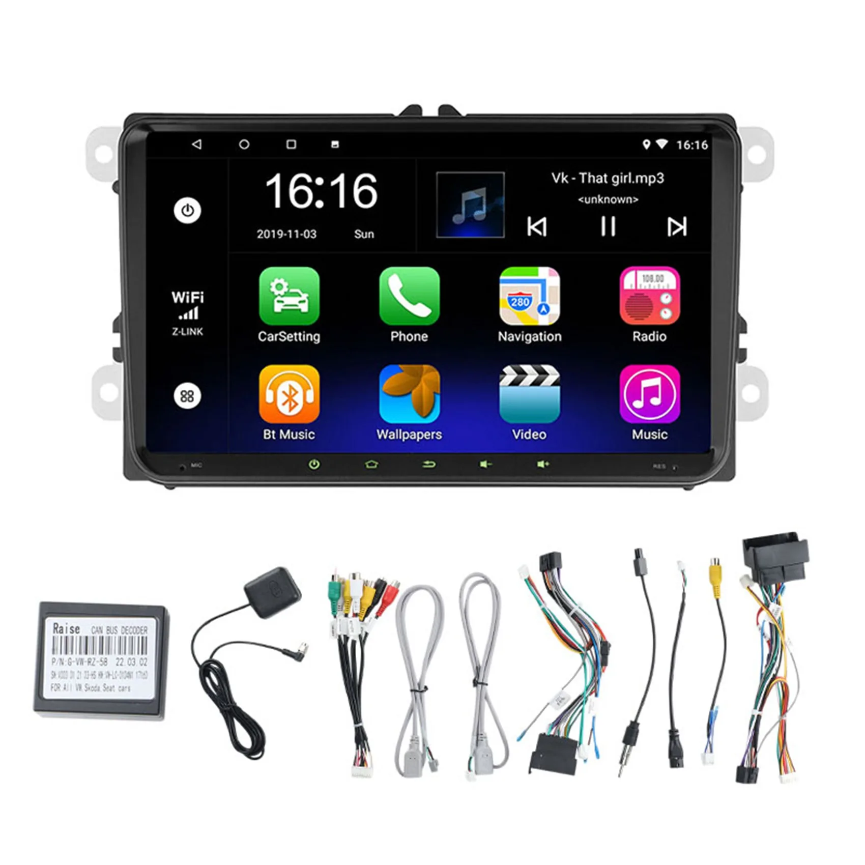 

2Din Android 10 автомобильный мультимедийный плеер для Golf/Polo/Tiguan/Passat/B7/B6/SEAT/Leon/Skoda/Octavia радио GPS(1 + 16G)
