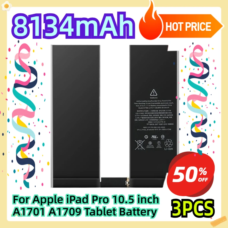 Фото Для Apple iPad Pro 10,5 дюймов A1701 A1709 Аккумулятор для планшета 8134 мАч 3 шт. №1