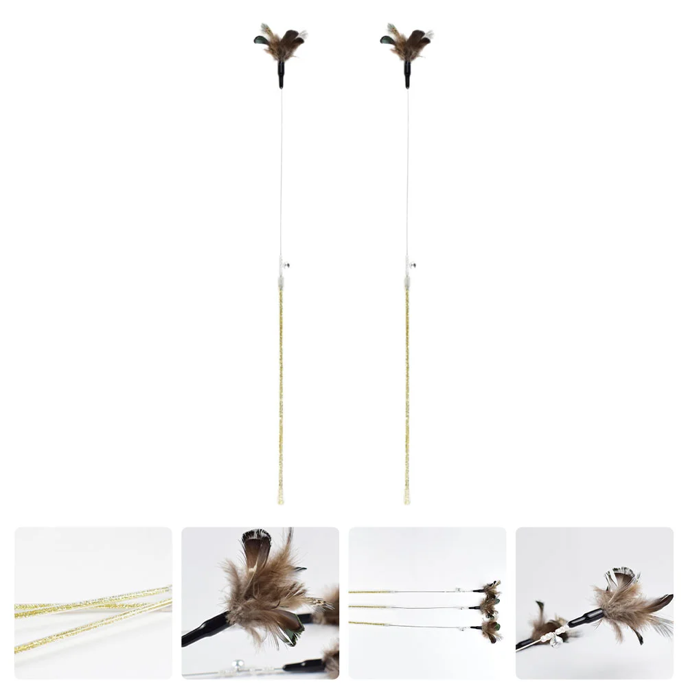 

Cat Toy Teaser Wand Kitten Pet Interactive Stick Teasing Exerciser Toys Plaything Activity Sticks Playing String Supplies Wire