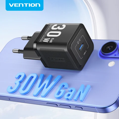 Зарядное устройство Vention 30W GaN USB-C с быстрой зарядкой PD PPS для Samsung S25 S24, iPhone 17 16 15 Pro, iPad, быстрое зарядное устройство Type-C для телефона