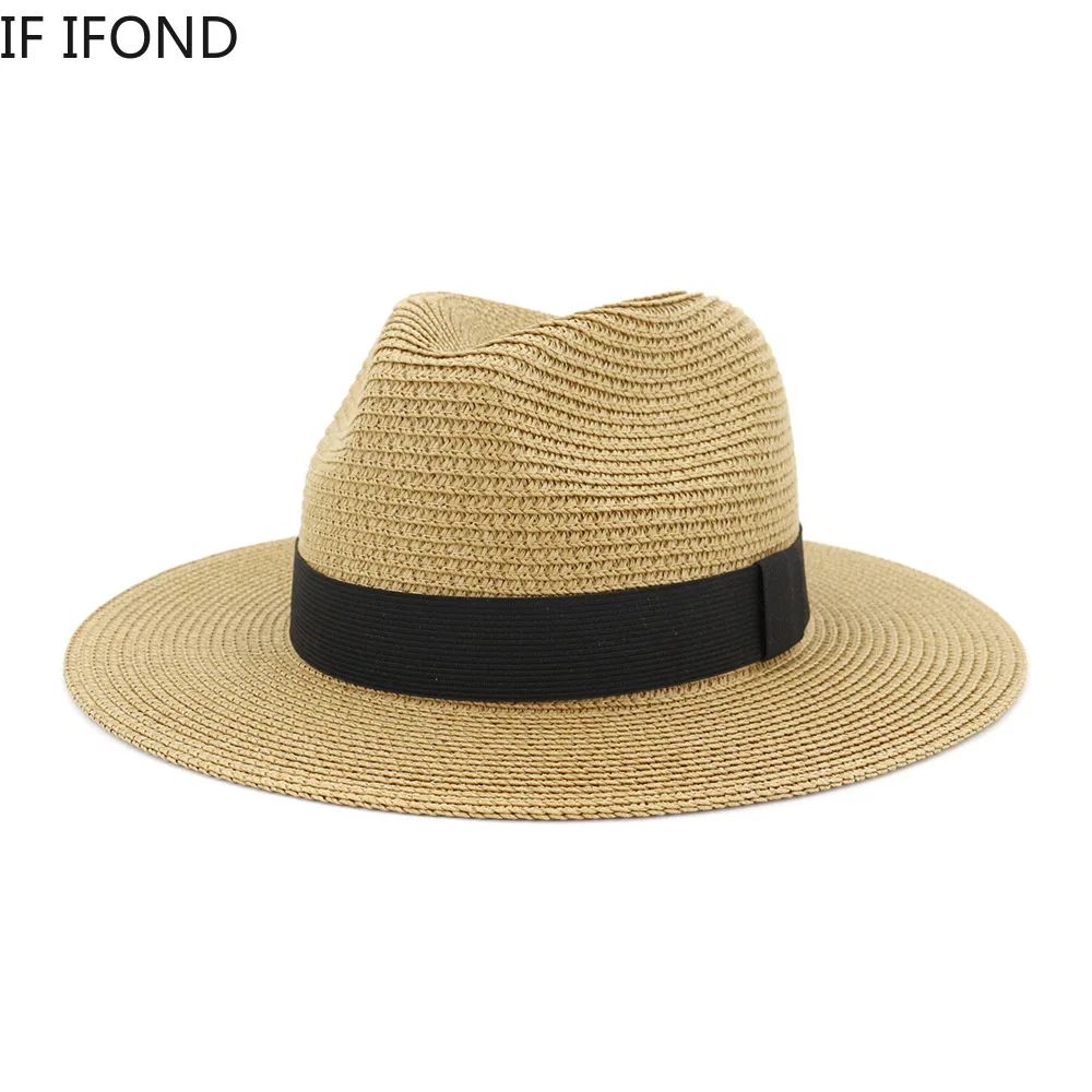 Large Size 60CM Summer Panama Hats For Women Men Wide Brim Beach Jazz Hat Cooling Ladies Sun Straw Hat