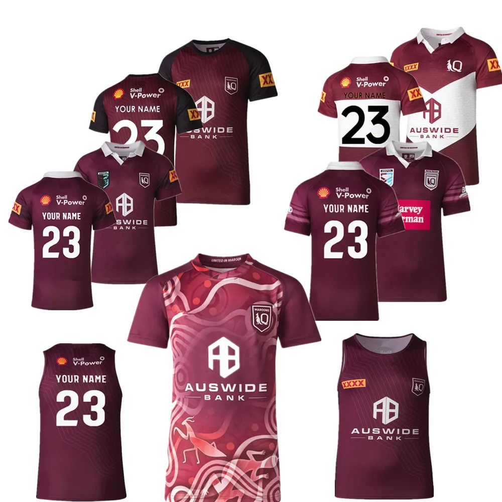 

2023 QLD Maroons Indigenous Jersey 2023/24 QUEENSLAND MAROONS STATE OF ORIGIN COMMEMORATIVE ANZAC TRAINING JERSEY size S-5XL