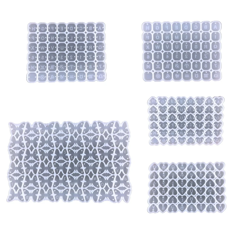 

E0BF 5 Pcs for Butterfly Letters Numbers Earrings UV Epoxy Resin Mold DIY Silicone Mo