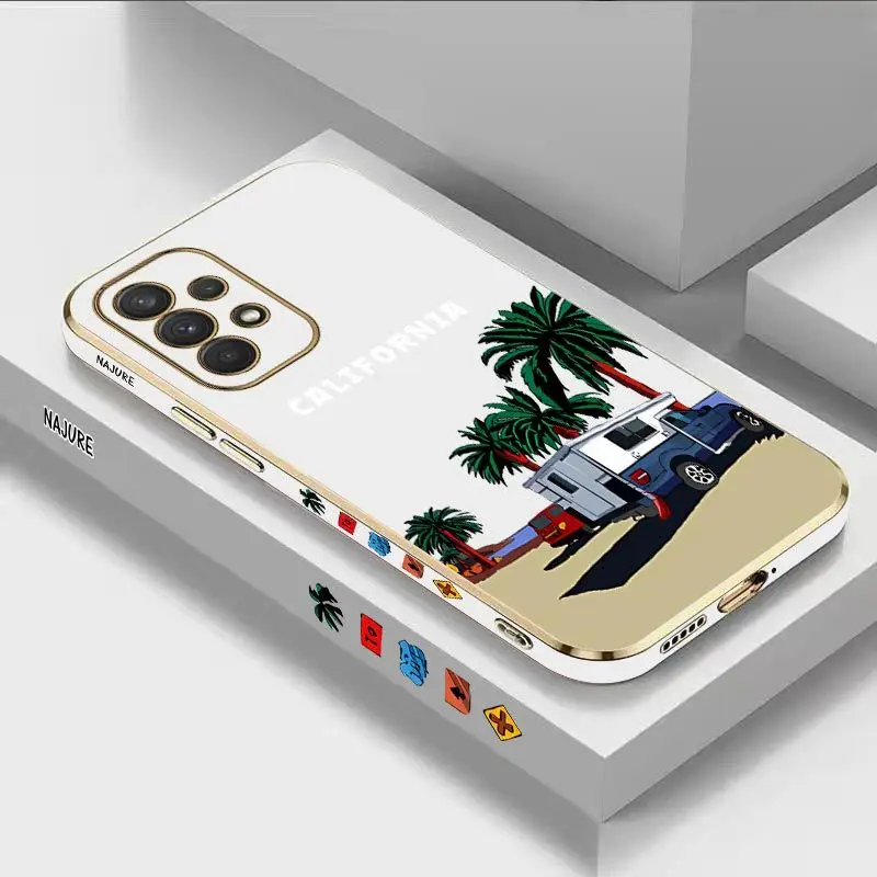 

Holiday Seaside Luxury Plating Phone Case For Samsung Galaxy A73 A71 A42 A52 A32 A53 A03S A04 A03 A54 A51 Cover