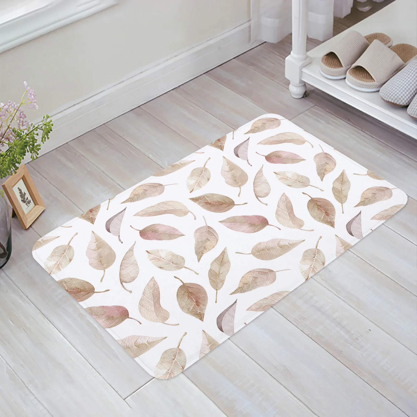 

Autumn Leaves Plant Brown Entrance Door Mat Bedroom Kitchen Bathroom Mat Non-slip Door Mat Personality Home Decor
