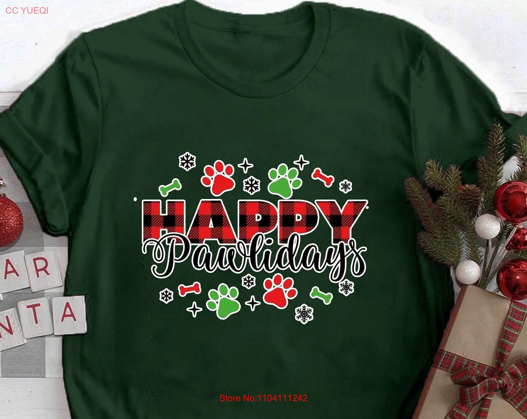 Футболка Happy Pawlidays для любителей животных милая рождественская собака мама Холли