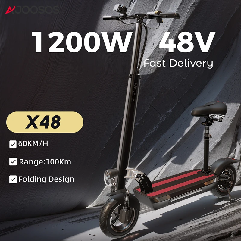 

1200W Single Drive Scooter Electric for Adult 48V 26AH E Scooter 60KM/H Max Speed 100KM Long Range trottinettes électriques