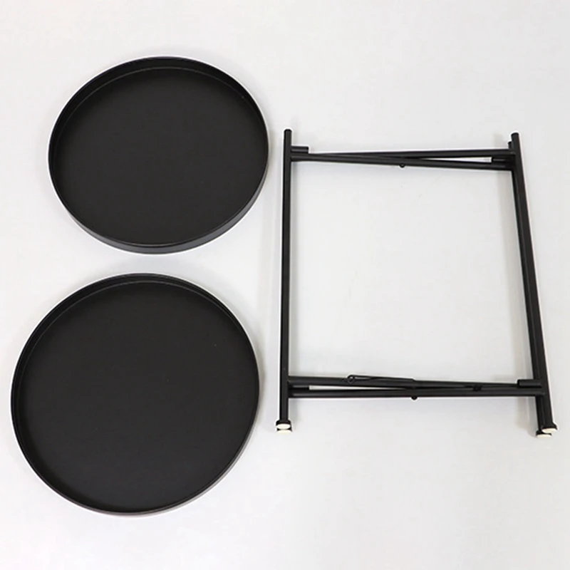 2-Ярусный круглый прикроватный столик металлический кофейный диван подставка