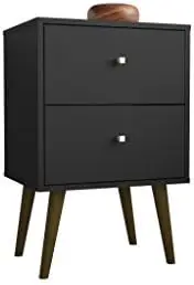 

Collection Mid Century Modern Nightstand With Two Drawers, Splayed Legs, White/Yellow