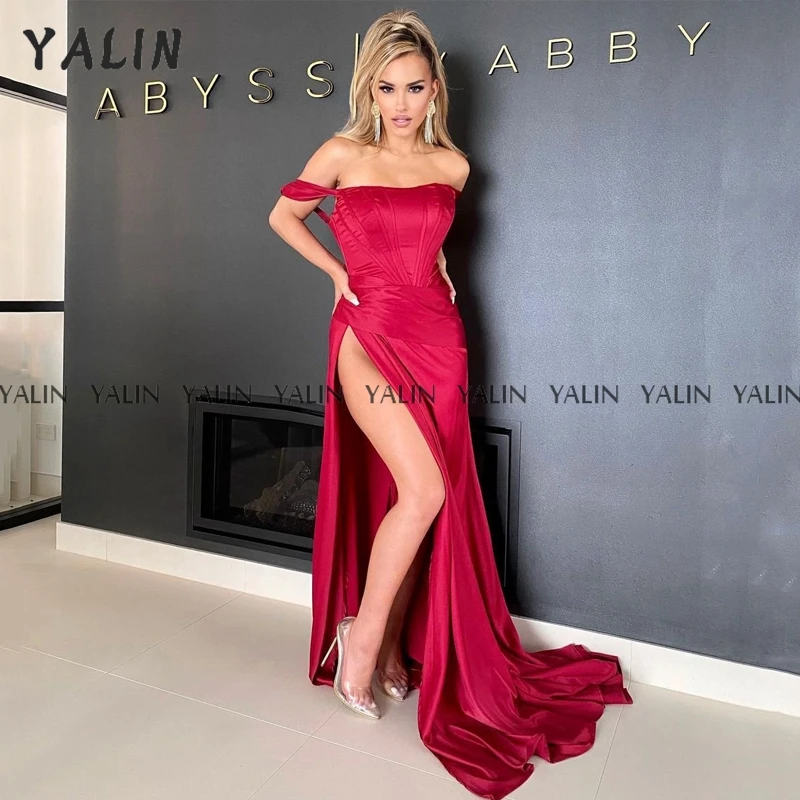 

YALIN Strapless Prom Dress Saudi Mermaid Simple Floor Length Evening Grown Backless vestido de festa Custom Made