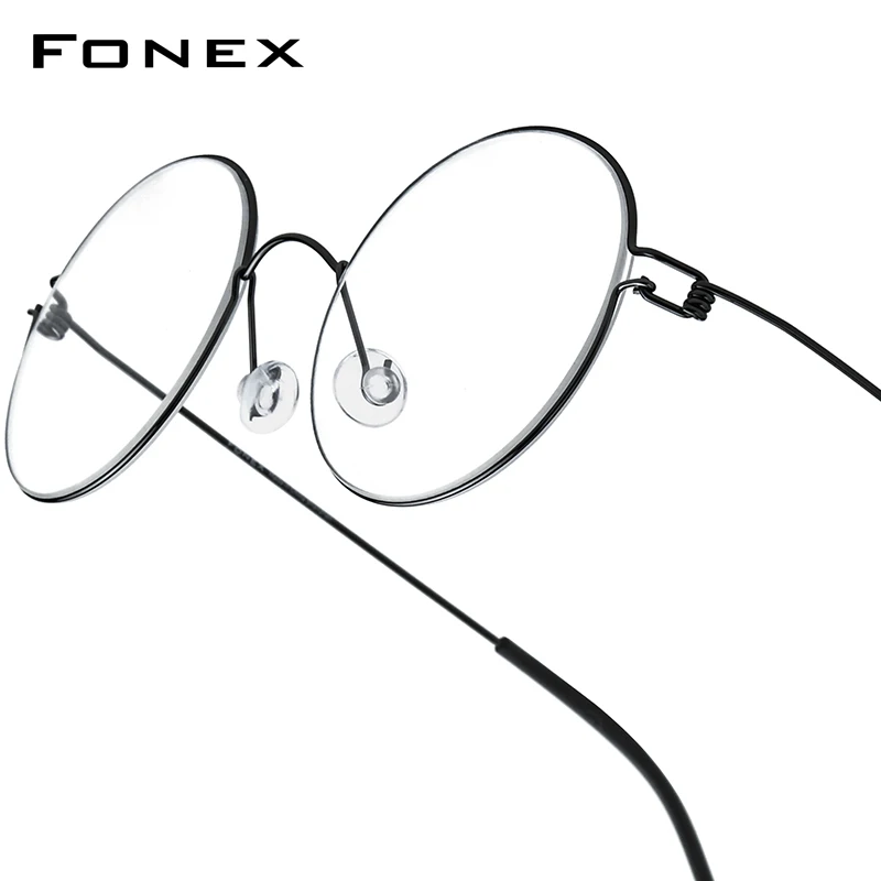 FONEX Screwless 안경 프레임 남성 여성 라운드 Morten 덴마크 한국 안경 프레임 티타늄 합금 안경 98607