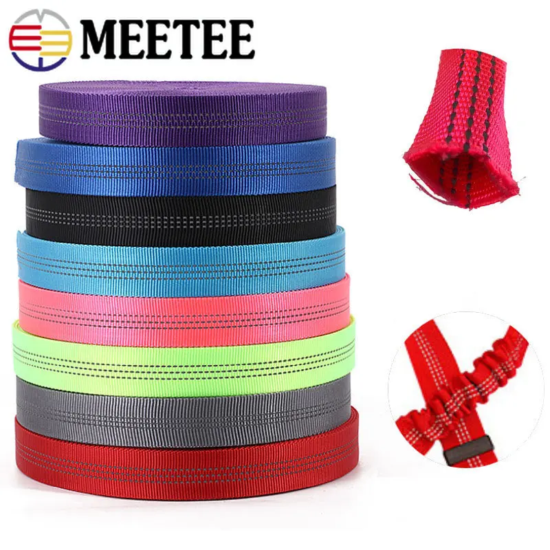

5/10Meter Nylon Tubular Webbing Tape 25mm Double-layer Reflective Band Backpack Bag Strap Seat Belt Dog Leash Sewing Accessories