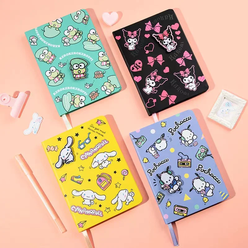 

Kawaii Sanrioed Cinnamoroll Notebook Kuromi Pochacco Keroppi Anime Figures Stickers Cartoon Stationery Creative Portable Notepad