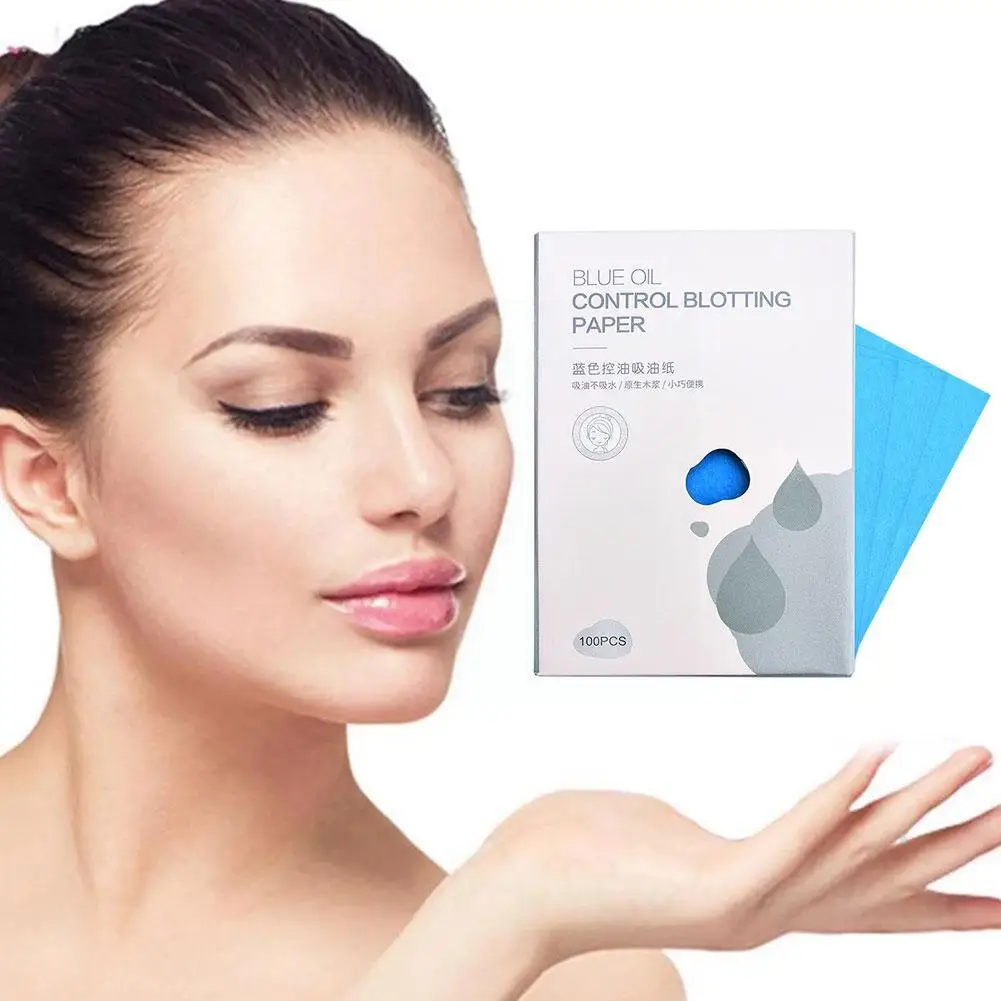 

100 Pieces of Blue Film Plant Facial Skin-friendly Control Tissue Paper Linen Oil Paper Absorbent Oil-absorbing Oil X0O1