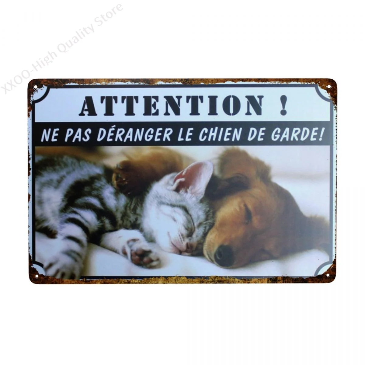 

ATTENTION DOG CAT Tin Sign Metal Plate Iron Painting Kids Room Wall Bar Home Art Craft Decor 20X30cm