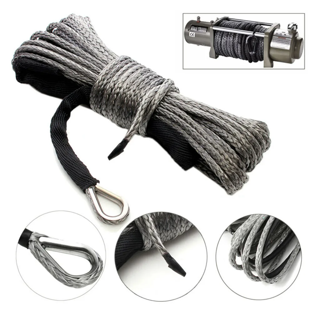 ATV UTV High Strength Synthetic Winch Line Cable Rope Tow Cord With Sheath Gray Accesorios Para Auto Winch Rope