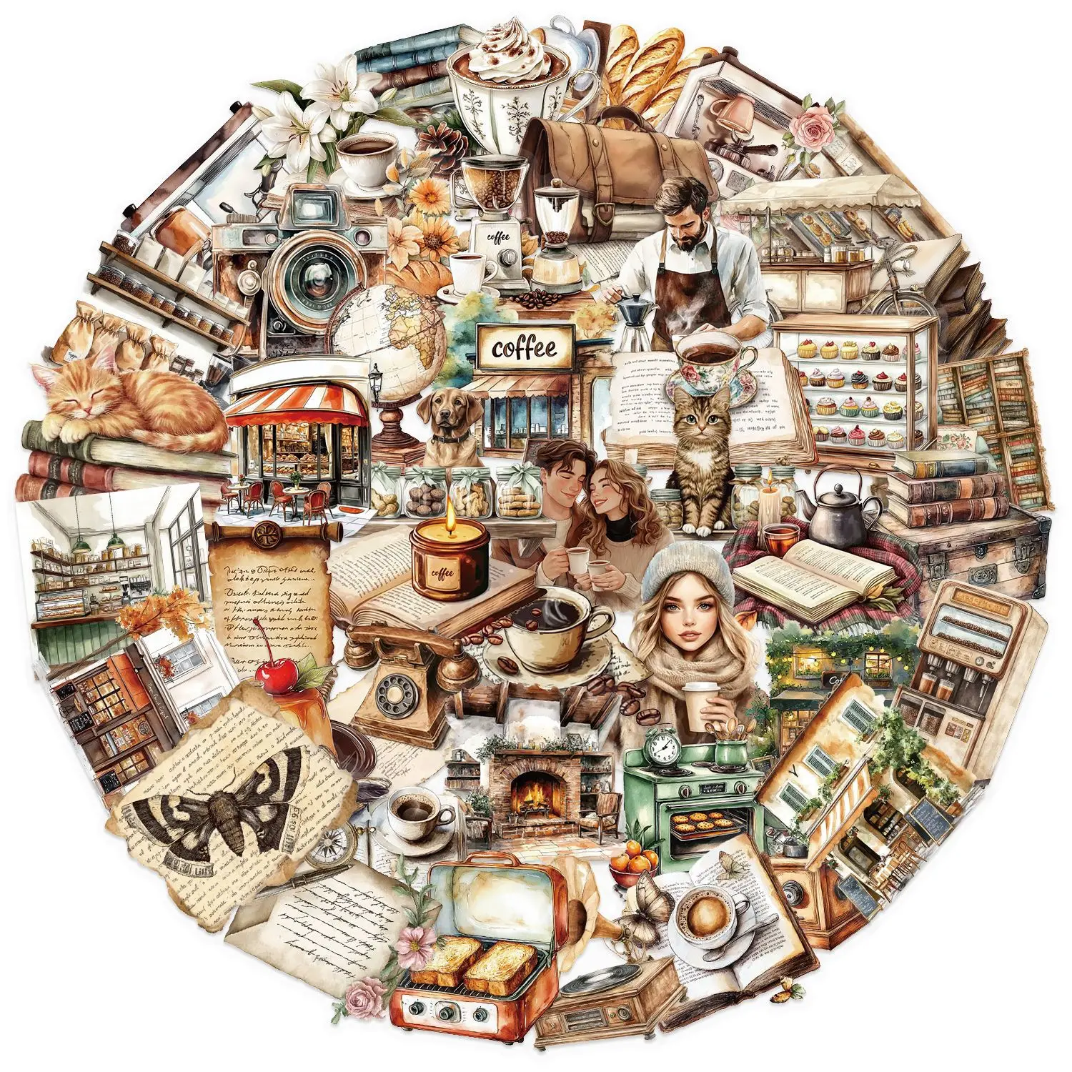 

Пакет из 50 прозрачных ретро стикеров