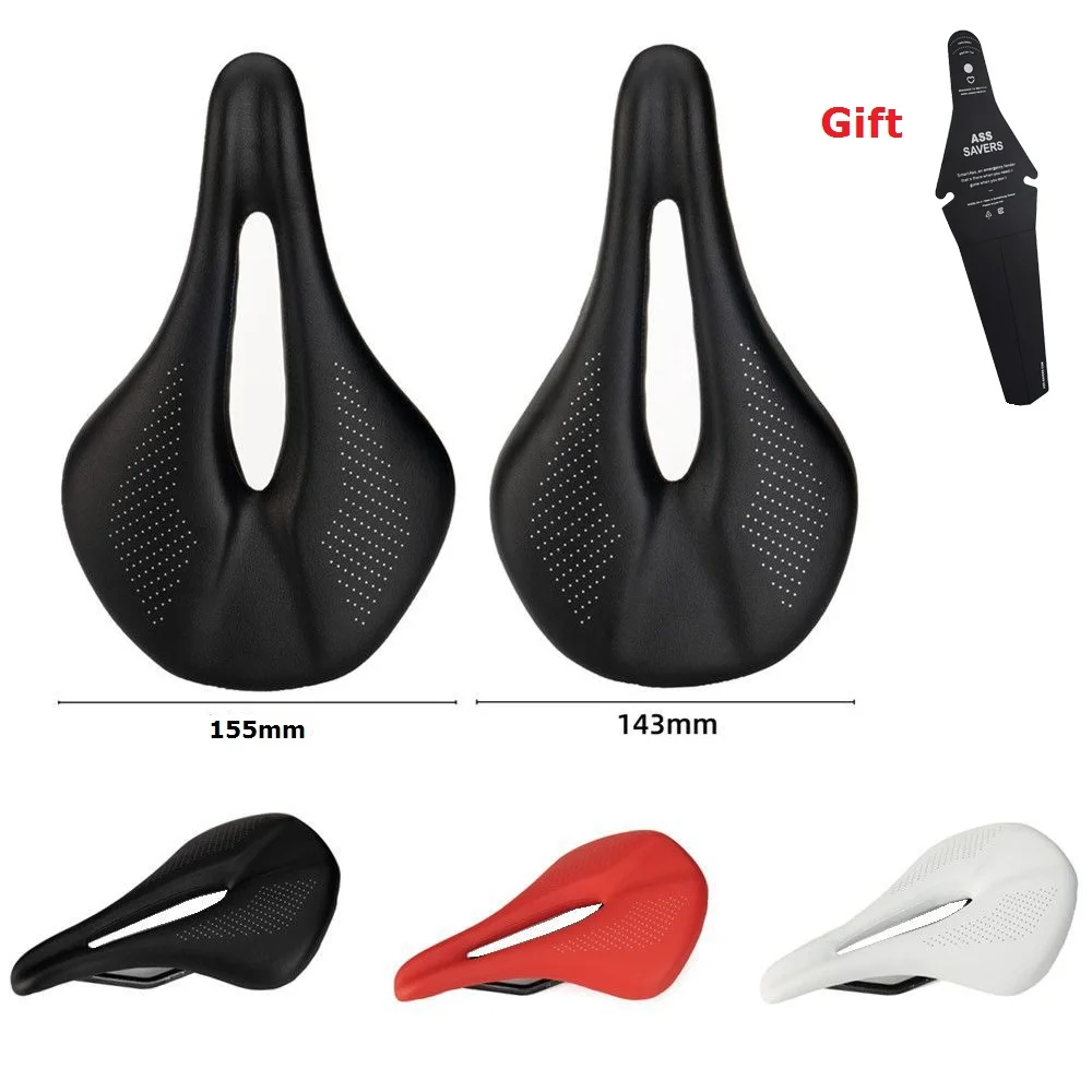 No Logo Full Carbon Saddle MTB/Road Bike Saddle Super Light Leather Carbon Cushions Bicycle Seat 143MM 155MM