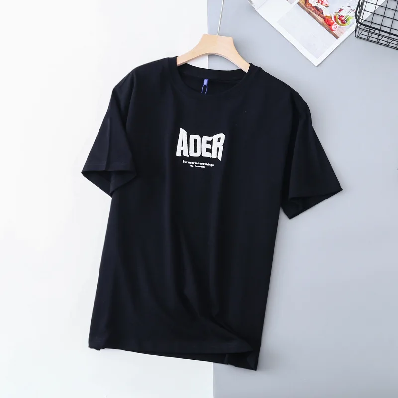 

Футболка с вышивкой надписью для мужчин и женщин, простая рубашка с коротким рукавом, топ, уличная одежда для пар, лето