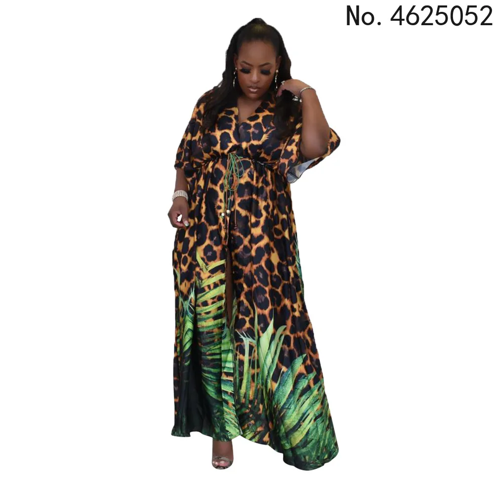 

Африканские платья для женщин, летнее сексуальное Африканское Платье с принтом из полиэстера и V-образным вырезом, длинное платье, африканс...