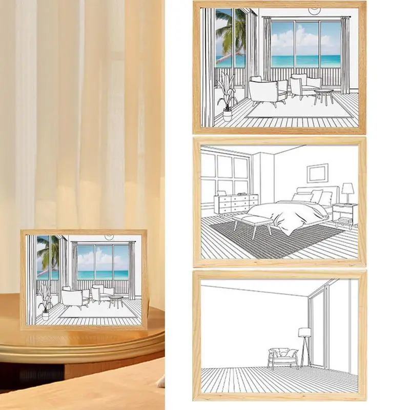 

LED Light-Emitting Photo Frame Luminous Lighting Painting LED Wall Pictures Art Portable Lighting Painting Luminous Frame For