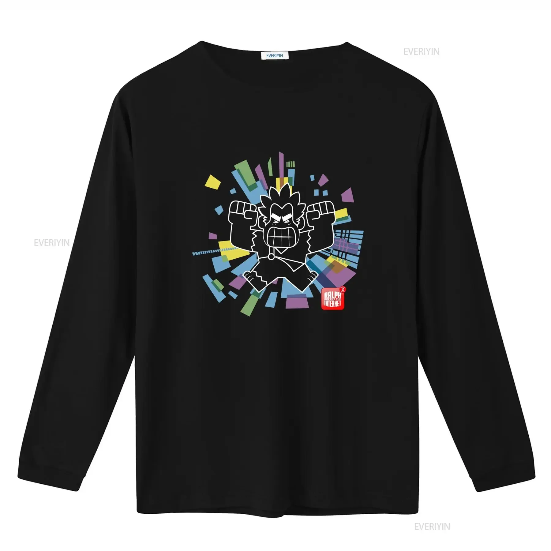Фото Футболка Ralph Breaks the Internet для взрослых, новая, с дизайном Angry Line Art и эффектом Color Explosion, винтажная, с эффектом потертости, дышащая, в стиле стритвир №2