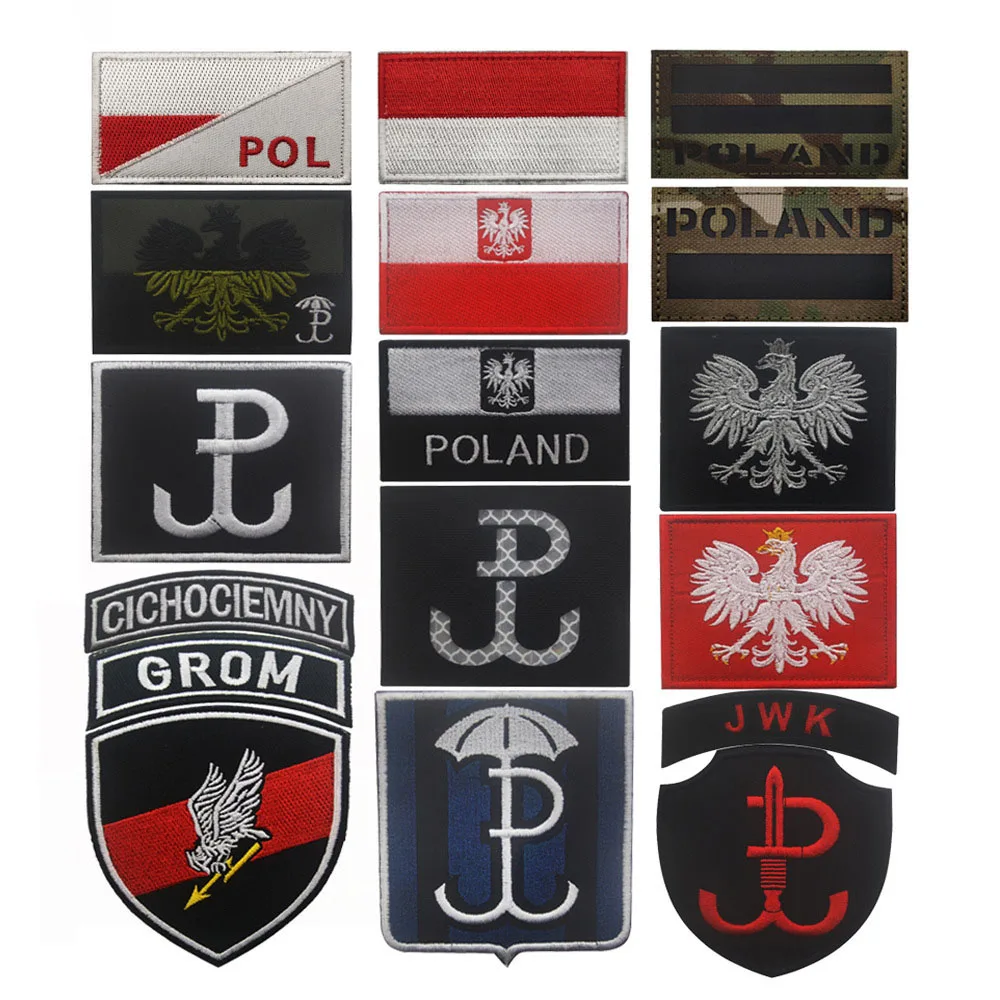 

Polish Eagle Embroidery IR Reflective Tactical Patch Poland Flag Hook and Loop Military Patches on Clothes Backpack Morale Badge