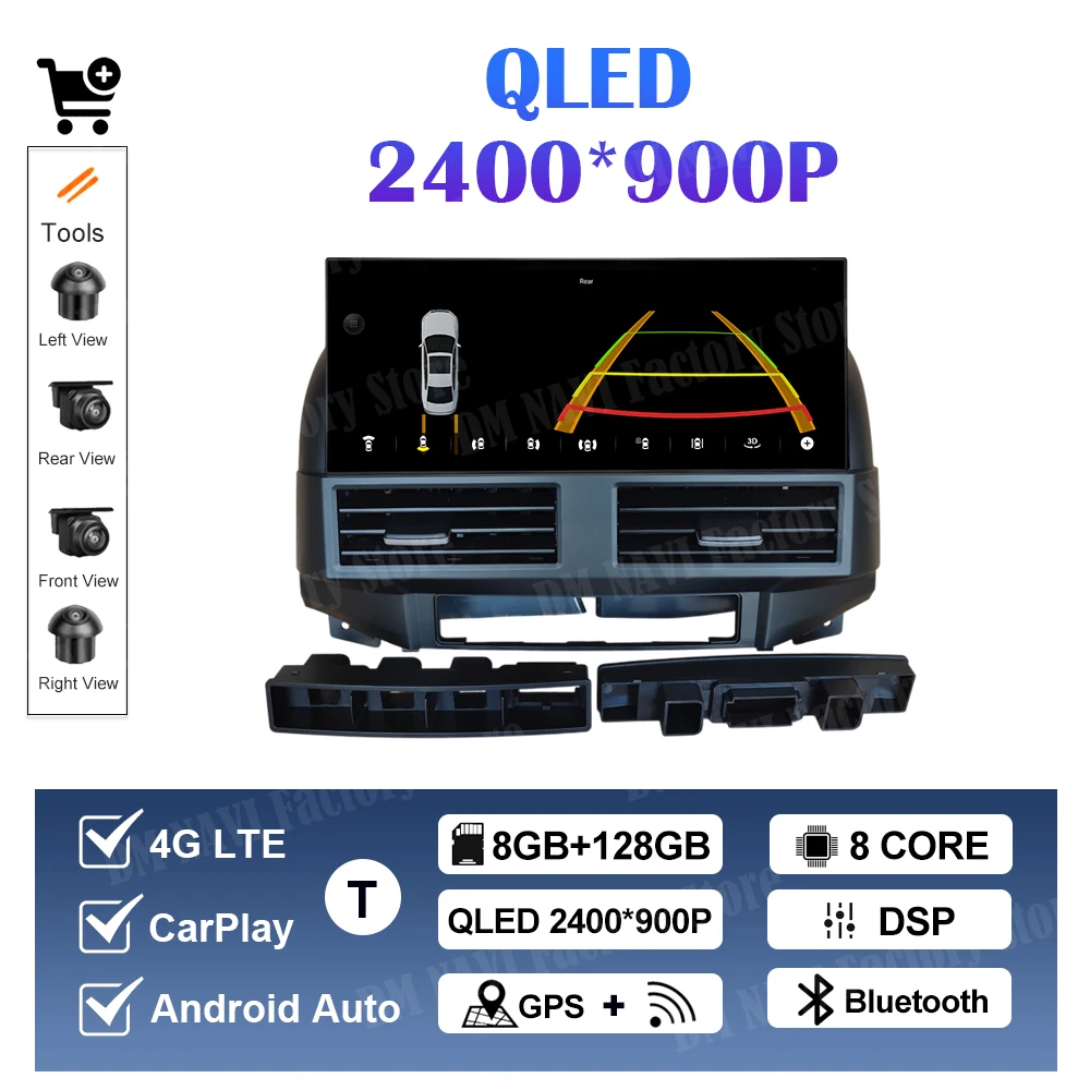 

Беспроводной CarPlay для Hyundai Santa Fe 2 2006-2012 Android автоматический мультимедийный дисплей 12,3-дюймовый сенсорный экран навигации GPS WIFI 4G DSP