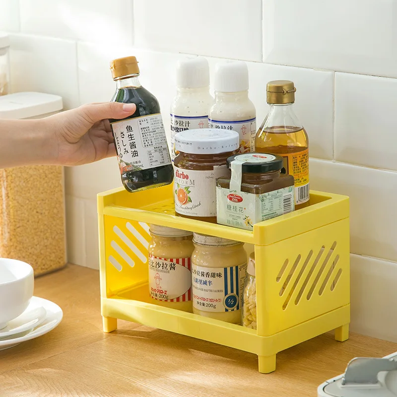 

Double-layer Desktop Storage Rack Layered Bathroom Organizer Rack Kitchen Seasoning Rack Multi-functional Storage Rack