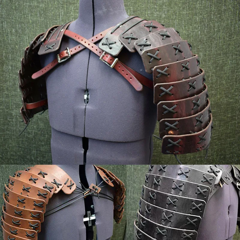 

Medieval Steampunk Ronin Samurai Shoulder Armor Viking Knight Pirate Cosplay Leather Belt Pauldrons Costume Accessory For Larp