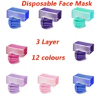 Маска одноразовая Нетканая трехслойная для взрослых, дышащая, с фильтром, фиолетовая, розовая, зеленая, 10-50 шт.