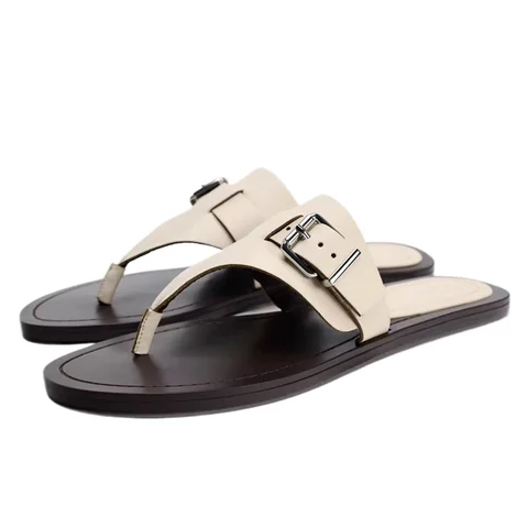 Женские шлепанцы с острым носком и клипсой, Нескользящая женская обувь на плоской подошве с открытым носком и пряжкой, летняя модная удобная пляжная обувь для отдыха