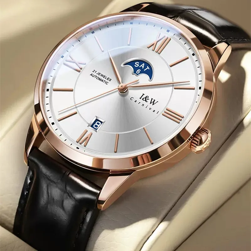 

CARNIVAL Brand Mechanical Watch Luxury Sapphire Calendar MIYOTA Movement Automatic Wristwatch Waterproof for Men Montre Homme