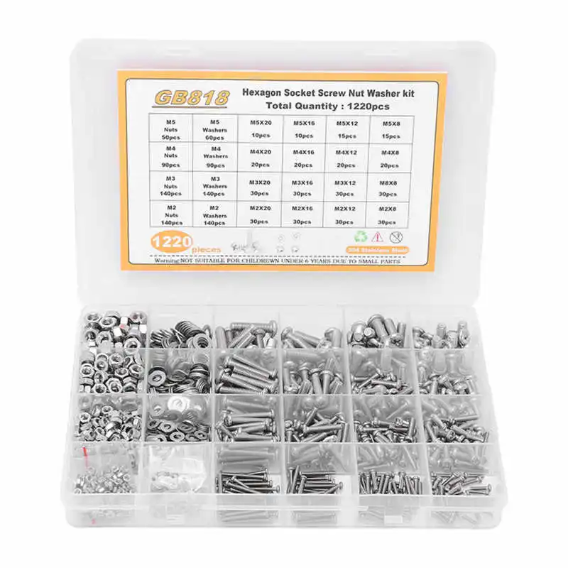 

Комплект для шайбы винтовых гаек, комплект износостойких креплений M2 M3 M4 M5, для шкафа с высокой твердостью