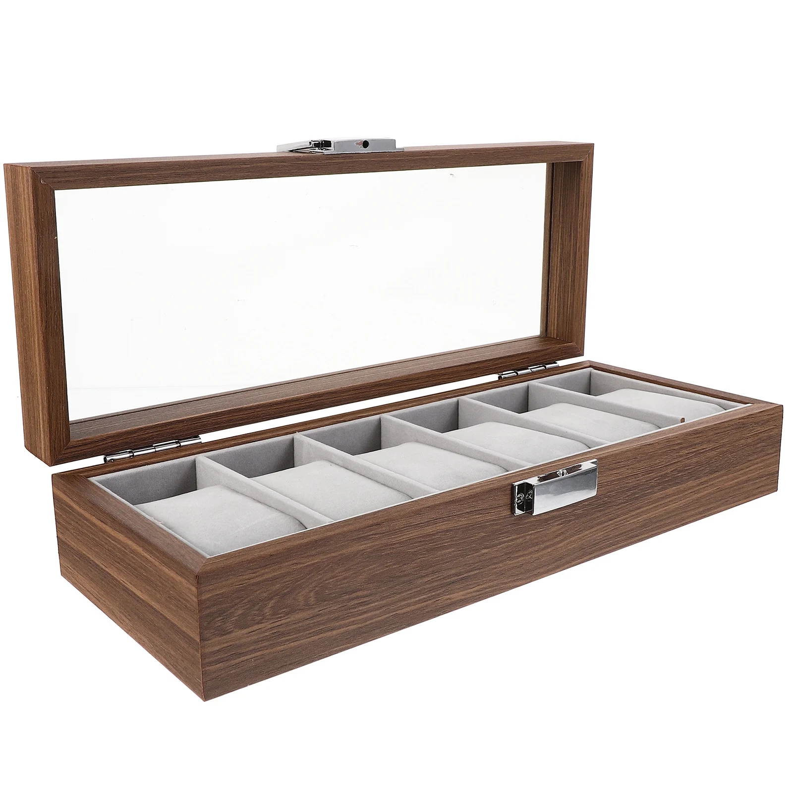 

Watch Display Box Outdoor Jewelry Case Carrier Organizer Seco Gray Velvet Desktop Storage Travel Decorative Holder Roll