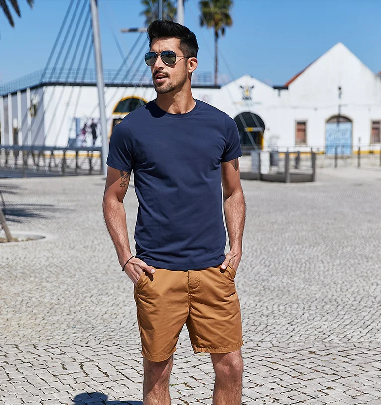 

W2522- Men's short sleeved T-shirt summer men's slim fit men's white top round neck solid color bottomed shirt