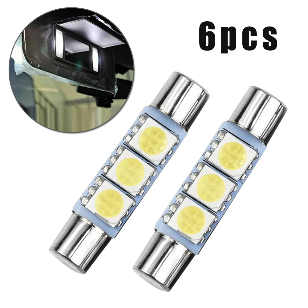 

6Pcs 29mm 5050 3-SMD LED Bulb Sun Visor Makeup Mirror Fuse Light F30-WHP 6614F 6615F 6614 Type Small Wedge Base LED Bulb